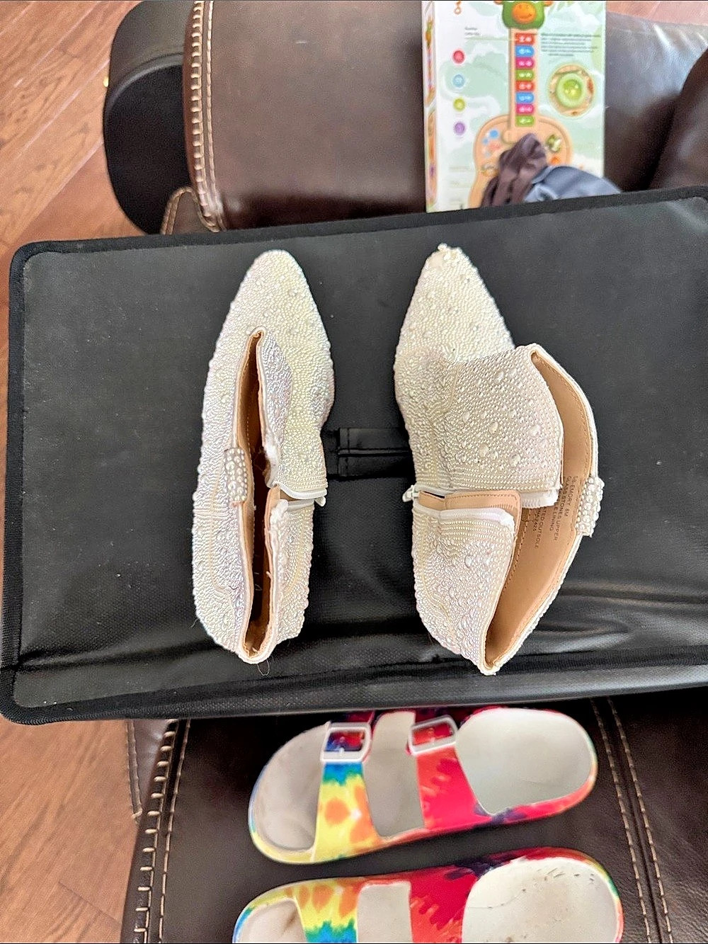 Embellished Block Heel Shoes in White